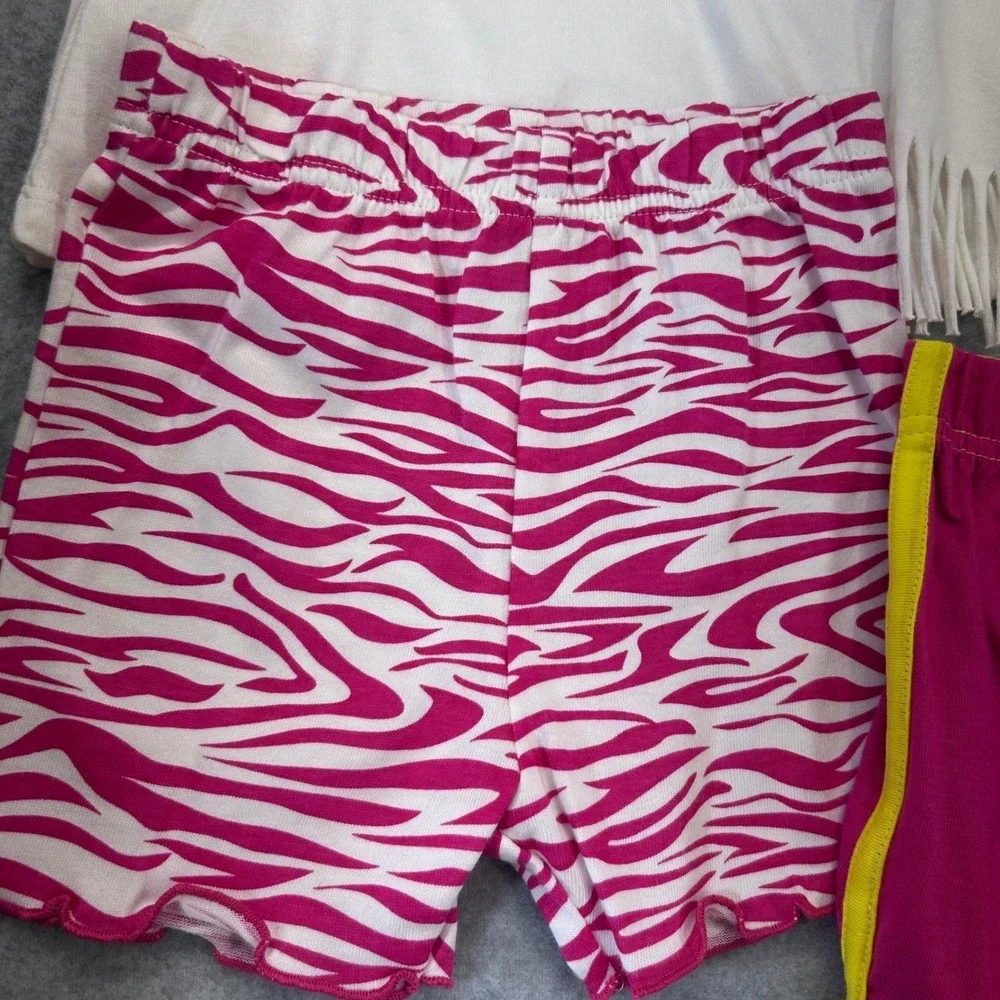 Zebra Pineapple Infant Girls Pink Swiggles Outfit Set Fringe Ruffle 12 Months
